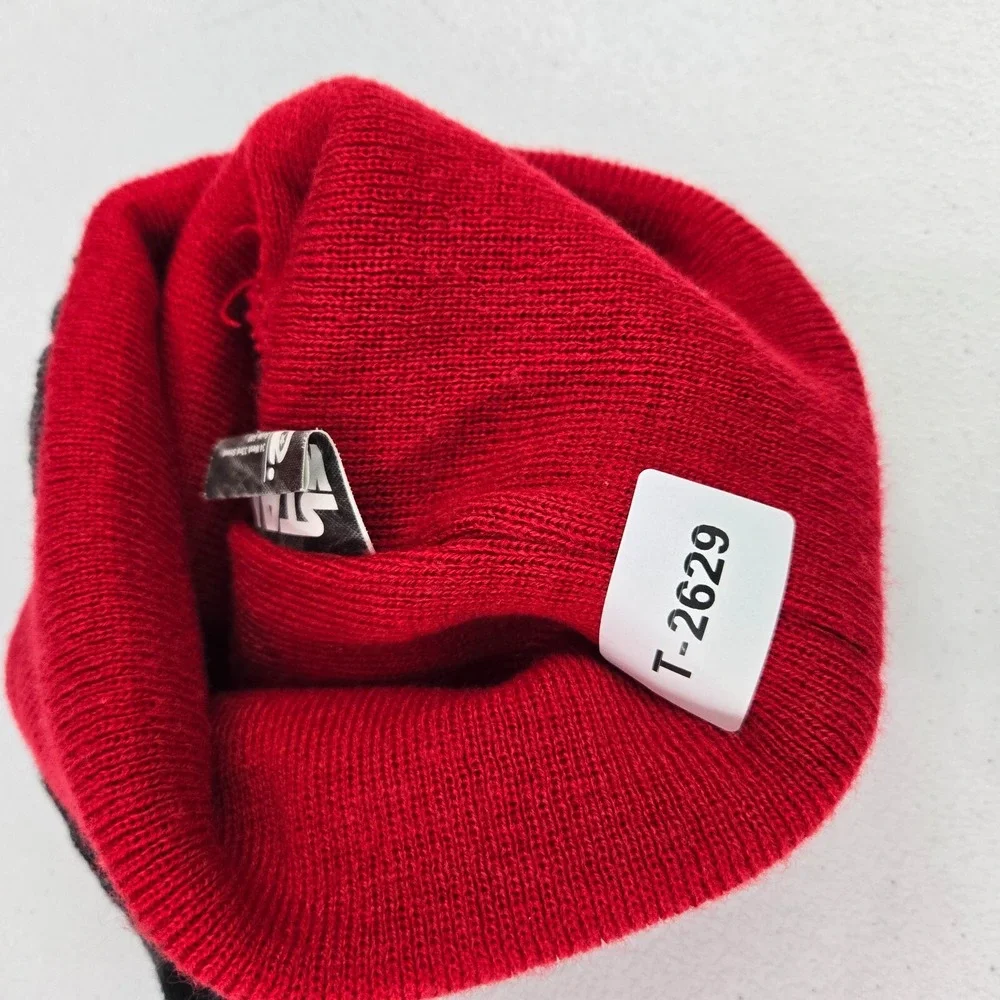 Star Wars‎ Men Hat OS Red Chenille Patch Logo Knit Beanie Foldover